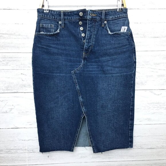 NEW Old Navy Women's Denim Jean Skirt Distressed Button Fly Frayed Hem size 4 - Picture 9 of 9